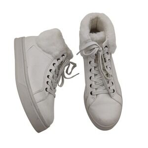 Koolaburra UGG‎ Sundell Leather Faux Fur Trim Lace Up High Top Sneakers Womens 9